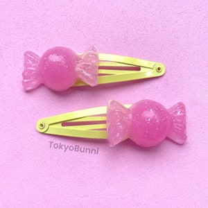 Pink Yellow Kawaii Candy Hair Clips