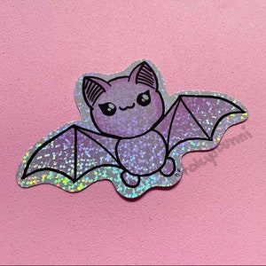 Kawaii Purple Bat Holographic Sparkle Pastel Goth Vinyl Sticker