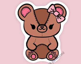 Pegatina de vinilo de osito de peluche marrón