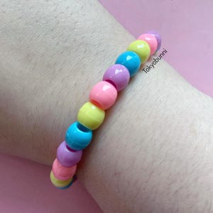 Rainbow chunky round bead bracelet kawaii pastel goth fairy kei