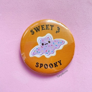 Halloween  Sugar Cookie Bat Pin Button Pastel Goth Halloween 2.25 inches