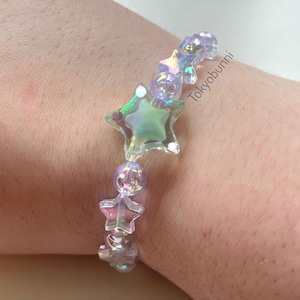 Iridescent Blue Star Beaded Bracelet