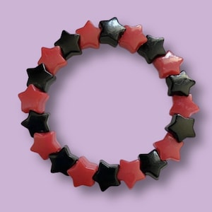 Goth Black and Red Star Bracelet