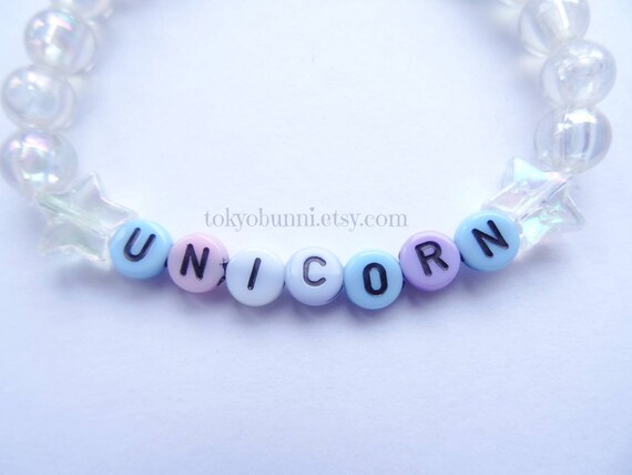 unicorn word letter bracelet kawaii fairy kei pastel goth sweet lolita harajuku unicorn word