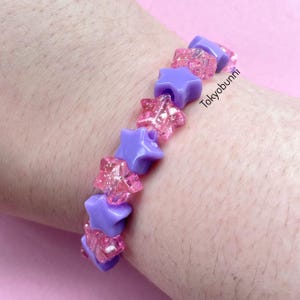 Kawaii Glitter Pink and Purple Star Bracelet