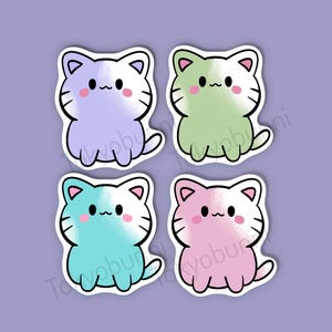 Pastel Kawaii Cat Vinyl Stickers