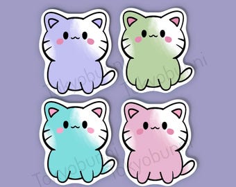 Pastel Kawaii Cat Vinyl Stickers
