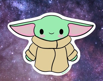 Kawaii Alien Grogu Vinyl Sticker