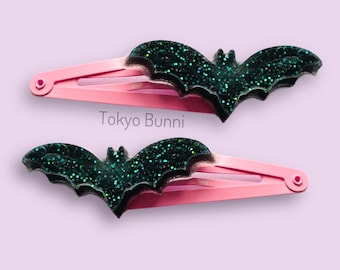 Bat Hair Clips with Pink Clips