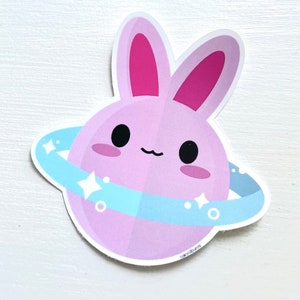 Kawaii Bunny Planet Star Saturn Vinyl Sticker