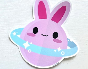 Kawaii Bunny Planet Star Saturn Vinyl Sticker