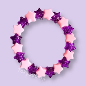 Star Bracelet Pink and Purple Glitter