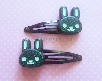 Bunny Rabbit Kawaii Hair Clips Black