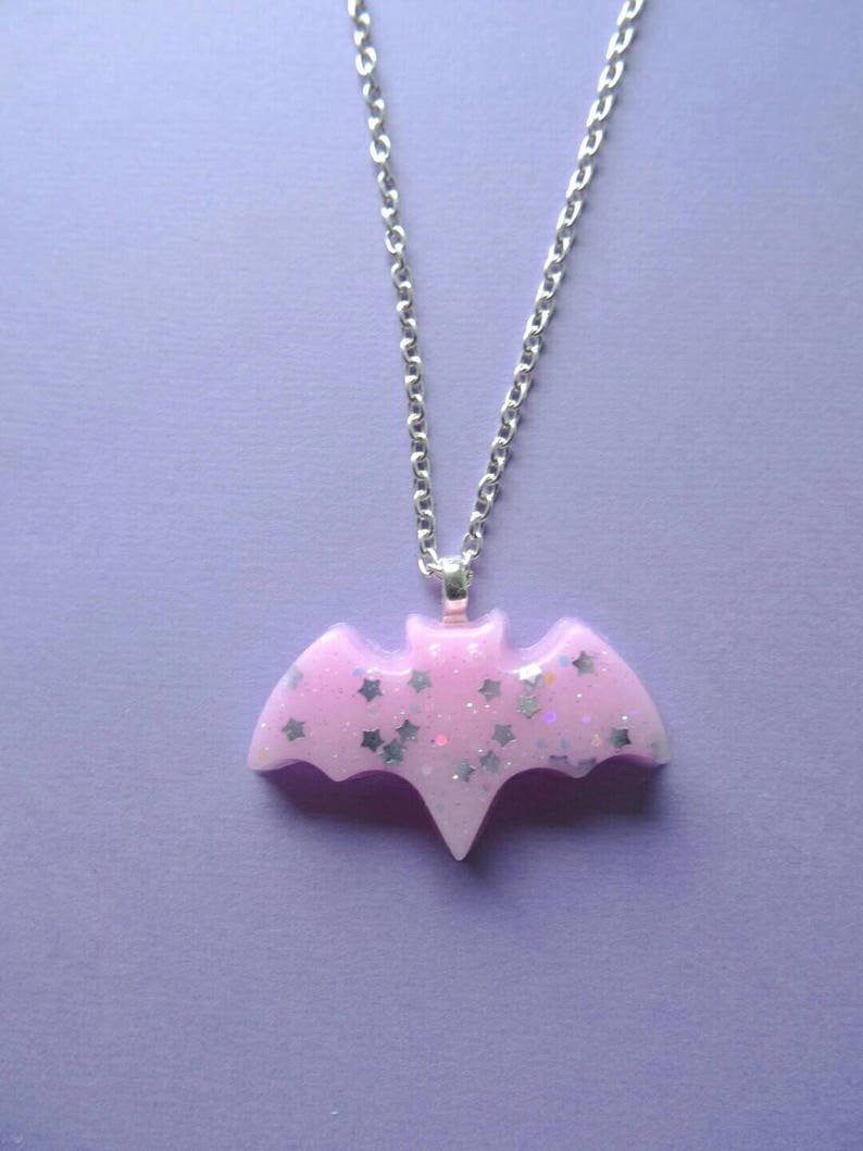 Kawaii Pink Bat Necklace image 1