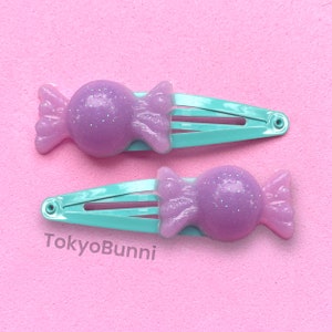 Lavender Purple Mint Kawaii Candy Hair Clips