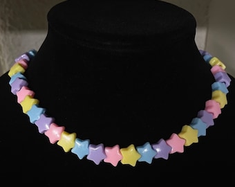 Star Beaded Rainbow Pastel Kawaii Necklace