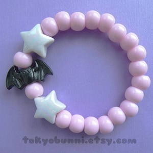 Pastel Goth Bat Beaded Pink bracelet