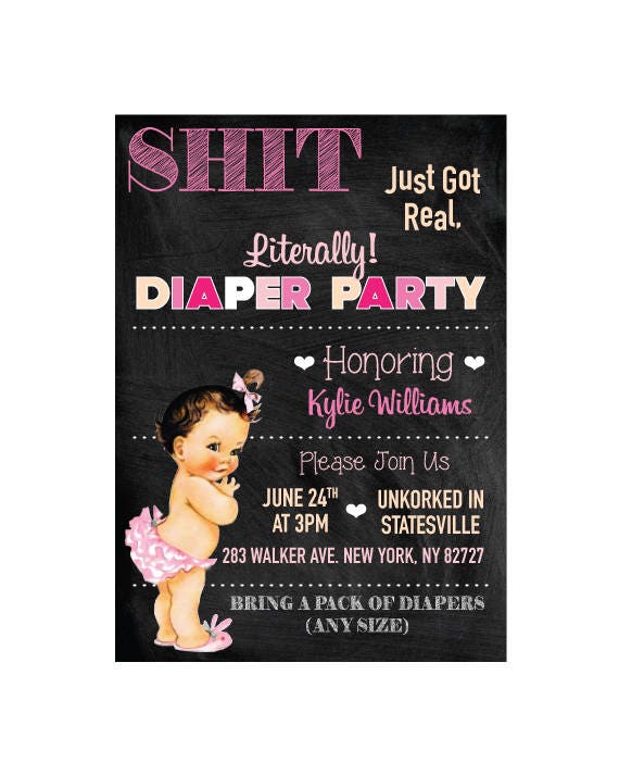 funny diaper party invitations