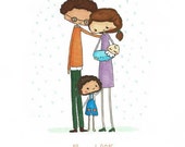 Custom birth announcement - Made to order - Personalized illustration