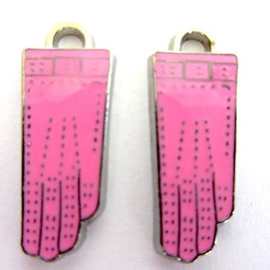 6 pieces Hot Pink Enamel Glove Charm Pendants image 3