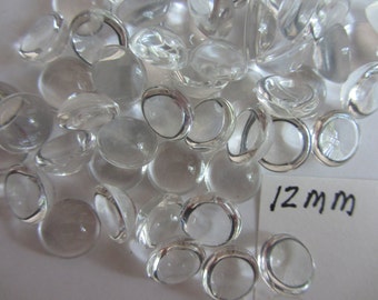 20 pcs 12mm Clear Glass Cabochons Half Round