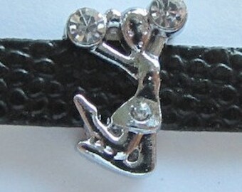 5 piece set of SLIDE CHARM CHEERLEADERS with 3 clear rhinestones