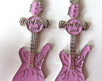 5 Pieces PURPLISH PINK GUITAR "Hard Rock Cafe" Charm Pendants