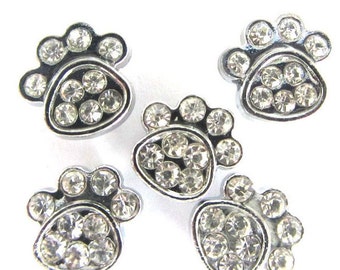 5 Pieces Rhinestone PAW Slide Charm