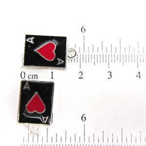 5 pcs. enamel ACE OF HEARTS Card Charm Pendant image 3