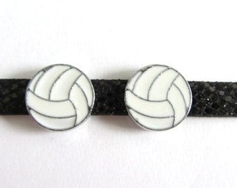 5 piece set of ENAMEL VOLLEYBALL 8mm Slide Charms