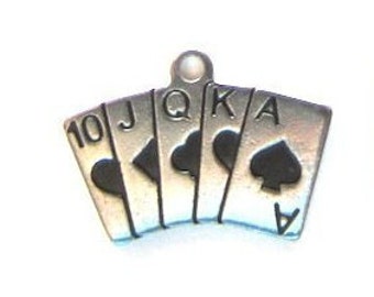 3 Pieces Stainless Steel PLAYING CARDS Charm Pendants