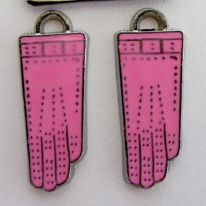 6 pieces Hot Pink Enamel Glove Charm Pendants image 4