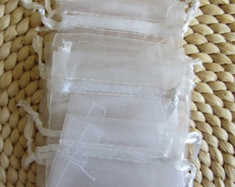 10 pieces WHITE ORGANZA BAGS 3" x 4" with Ribbon Tie Closure