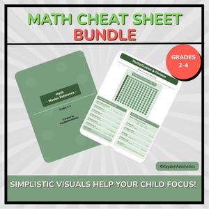 Grades 2-4 Math Cheat Sheet — Printable Math Reference Guide for Elementary Students