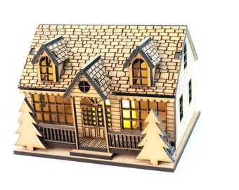 Collectable Electric Tea Light Houses, Decorations, Christmas, Laser Cut, Hand Made, Holiday, Fantasy, Fishing, Hunting, Skiing, Miniatures,