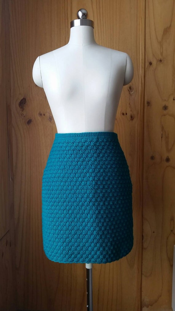 Hand Crocheted Teal Skirt Small