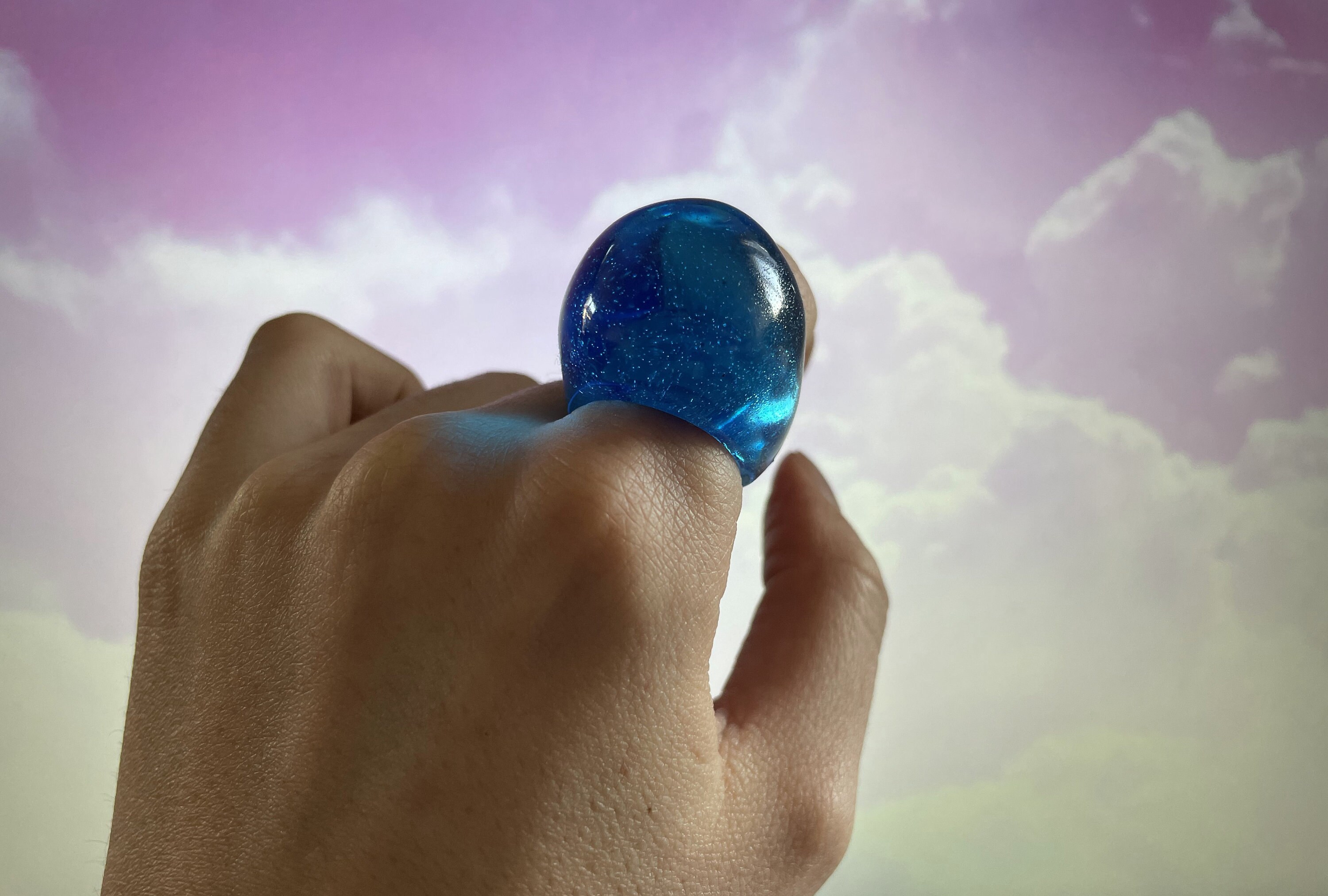 Blue Prom Ring Resin Bubble Ring Early 2000s Plastic Retro Etsy