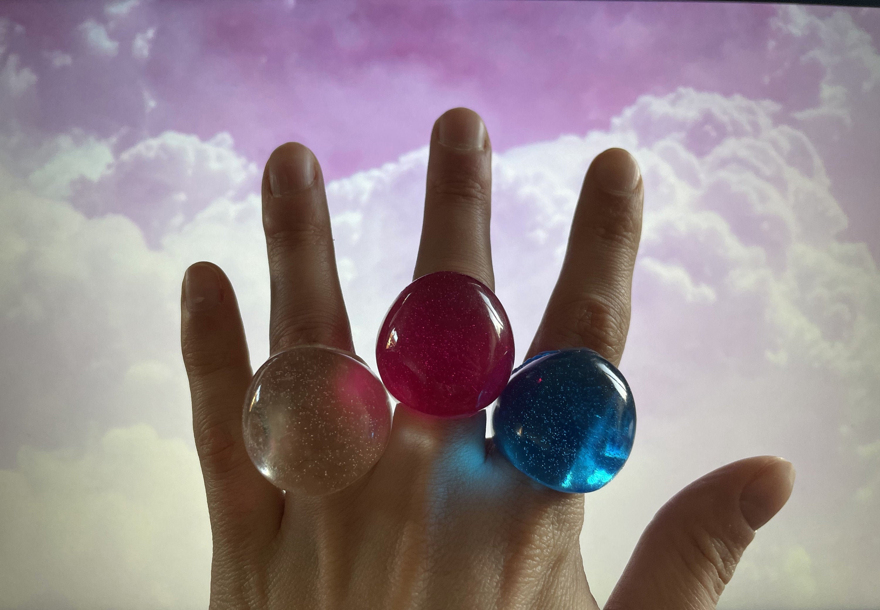 Blue Prom Ring Resin Bubble Ring Early 2000s Plastic Retro Etsy