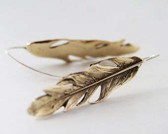 ASHA bronze feather earrings