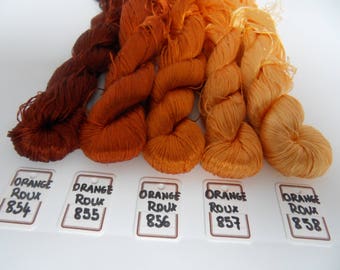 Fils de soie ORANGE ROUX pour broderie