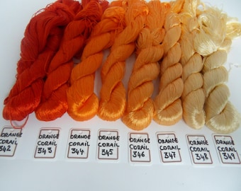 Fils de soie ORANGE CORAIL pour broderie