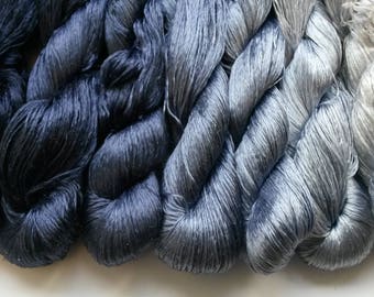 Midnight blue silk threads for embroidery needle