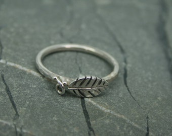 Sterling silver leaf ring, silver ring, cornish ring, small leaf ring, girls ring, 925 ring, simple leaf ring, hand made in Cornwall