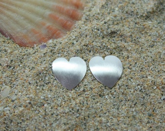 Sterling silver heart earrings. Silver heart studs.