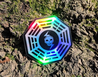 Star Wars Clone Wars The Bad Batch Tech Skull Symbol Holographic Sticker - Star Wars Lost Dharma Initiative Decal