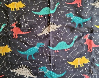 Dinosaurs in Space with Stars and Constellations Cotton Knit Fabric