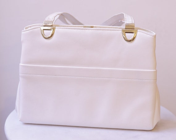 1980s white patent leather purse // 1980s white handbag // vintage purse