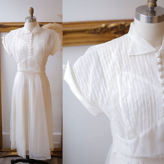1940s white dress