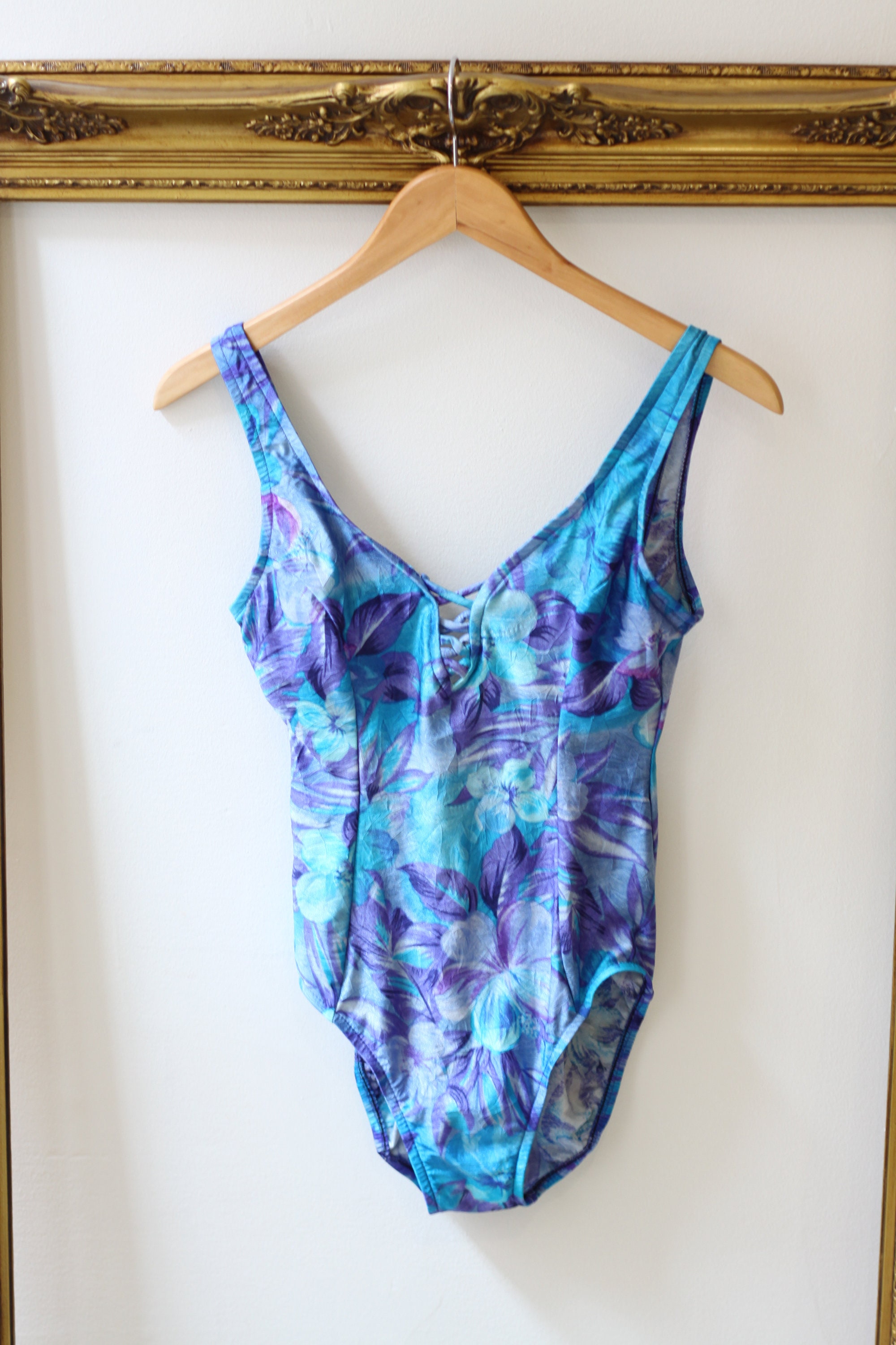 1980s Blue Floral Bathing Suit // Vintage Swimsuit // Janzten | Etsy