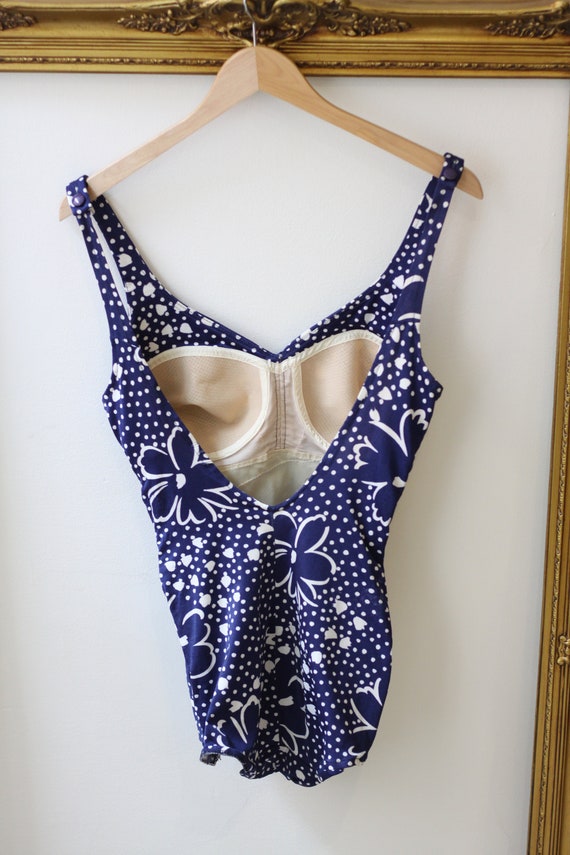 1960s Blue Floral Bathing Suit // Vintage Swimsuit //… - Gem